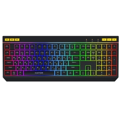 Клавіатура Hator Icefall, Black, USB, мембранна, RGB підсвічування (8 зон), 3 кнопки з профілями пам'яті, 1.8 м (HTK402UA)