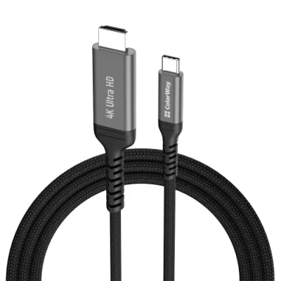 Кабель HDMI (M) - Type-C (M), 2 м, Black, ColorWay, 4K / 60 Гц (CW-CBCHD077-BK)