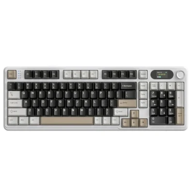 Клавіатура бездротова Attack Shark X98 Pro, Cheese White, Bluetooth 5.0 / 2.4GHz USB / Type-C, механічна (перемикачі Linear Blueberry), RGB підсвічування, 1.5" LCD дисплей, 99 кнопок, акумулятор 4000 mAh, EN/UA (AS-6972792470559-CW-UA)