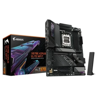 Материнська плата AM5 Gigabyte X870M AORUS ELITE WIFI7, X870, 4xDDR5, Int.Video (CPU), 4xSATA3, 3xM.2, 1xPCI-E 5.0 x16, 1xPCI-E 4.0 x16, ALC1220, Realtek 2.5GbE, WiFi 7, Bluetooth 5.4, 8xUSB 3.2 / 10xUSB 2.0, HDMI/2xType-C, MicroATX