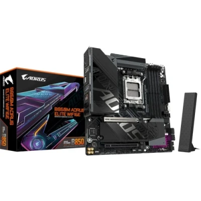 Материнська плата AM5 Gigabyte B850M AORUS ELITE WIFI6E, B850, 4xDDR5, Int.Video (CPU), 4xSATA3, 2xM.2, 1xPCI-E 5.0 x16, 1xPCI-E 3.0 x16, Realtek 7.1, Realtek 2.5GbE, WiFi 6E, Bluetooth 5.3, 10xUSB 3.2 / 8xUSB 2.0, HDMI/DP, MicroATX