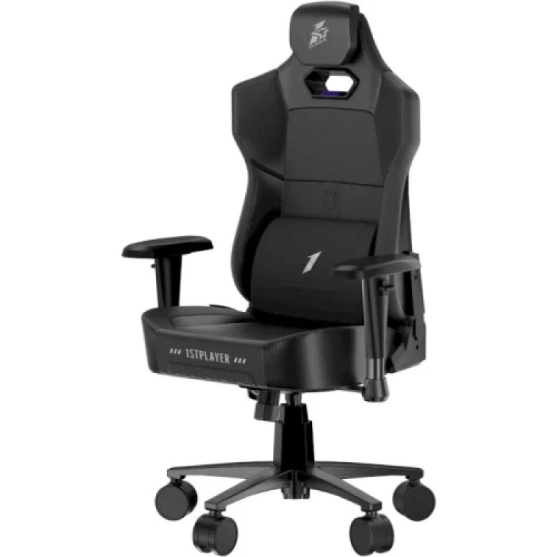 Ігрове крісло 1stPlayer K3 Fabric Black, pu+тканина, максимально допустиме навантаження 140 кг, регульована спинка з кутом нахилу до 150 градусів, збільшена фактура, регулювання висоти підголовника