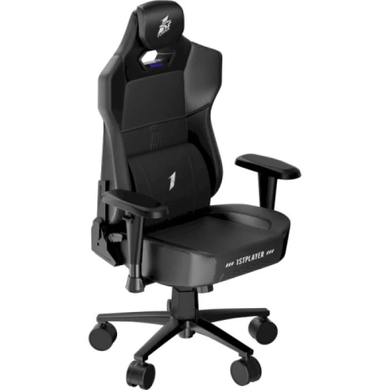 Ігрове крісло 1stPlayer K3 Fabric Black, pu+тканина, максимально допустиме навантаження 140 кг, регульована спинка з кутом нахилу до 150 градусів, збільшена фактура, регулювання висоти підголовника