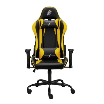 Ігрове крісло 1stPlayer S01 Black-Yellow, максимально допустиме навантаження 120 кг, регульована спинка з кутом нахилу до 170 градусів, у комплекті поперекова подушка