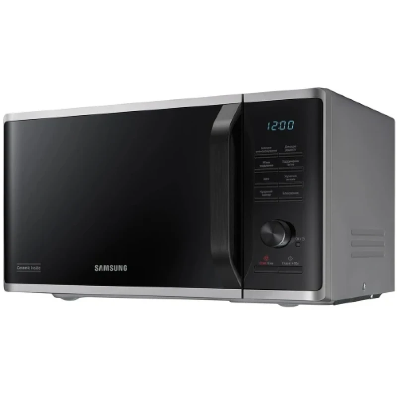 Мікрохвильова піч Samsung MS23K3515AS/UA, Black, 800W, 23л, 6 рівнів потужності, управління електронне, дисплей, відкриття дверцят ручкою, таймер, годинник