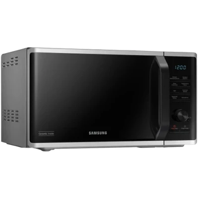 Мікрохвильова піч Samsung MS23K3515AS/UA, Black, 800W, 23л, 6 рівнів потужності, управління електронне, дисплей, відкриття дверцят ручкою, таймер, годинник