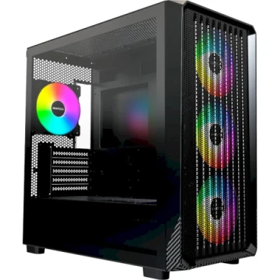 Корпус Montech X5M, Black, Mid Tower, без БЖ, для Micro ATX / Mini ITX, 1xType-C / 1xUSB 3.0 / 1xUSB 2.0, макс. CPU - 165 мм / GPU - 405 мм, 4x120 мм ARGB, бічна панель із загартованого скла