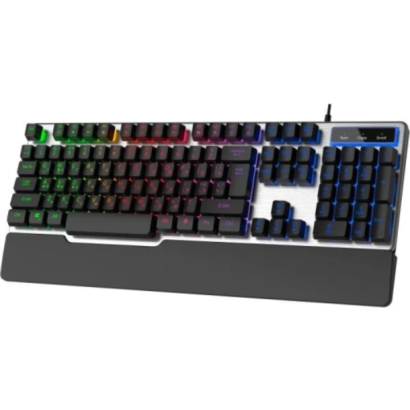 Клавіатура GamePro GK599, Black/Grey, EN/UA, USB, мембранна, 104 кнопки, RGB підсвічування, кабель 1.4 м