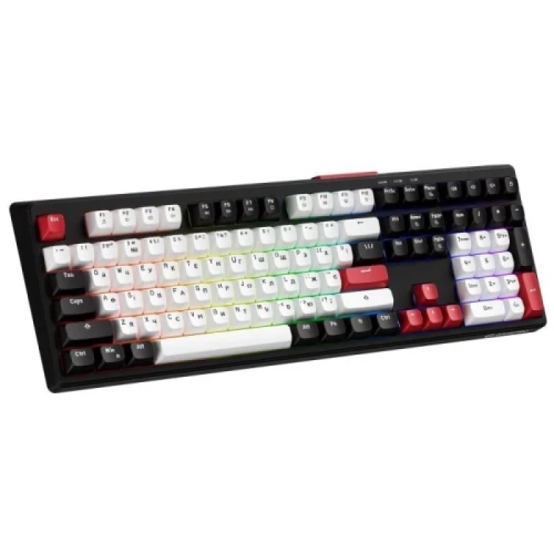 Клавіатура GamePro GK650 75%, Black/White, EN/UA, USB, мембранна, 108 кнопок, Rainbow LED підсвічування, кабель 1.5 м