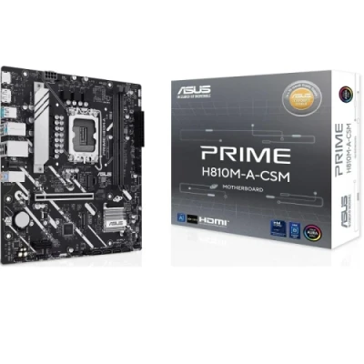 Материнська плата LGA1851, Asus PRIME H810M-A-CSM, H810, 2xDDR5, 1xPCI-E 4.0 x16, 1xPCI-E 4.0 x1, 4xSATA3, 2xM.2, Realtek 7.1, I219V LAN, 4хUSB 2.0/2хUSB 3.2, HDMI/DP, MicroATX