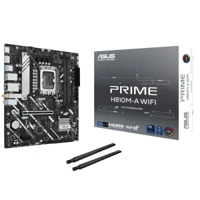 Материнська плата LGA1851, Asus PRIME H810M-A WIFI, Intel H810, 2xDDR5, 1xPCI-E 4.0 x16, 1xPCI-E 4.0 x1, 4xSATA3, 2xM.2, Realtek 7.1, I219V LAN, Wi-Fi 6, Bluetooth 5.3, 4хUSB 2.0/2USB 3.2, HDMI/DP, MicroATX