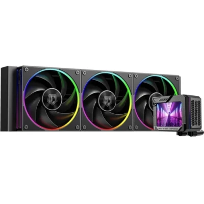 Система рідинного охолодження ID-Cooling DL360 MAX, Black, 3x MF-1230-ARGB-K PWM, 500～2300±10%RPM, Intel: 1851/1700/1200/1151/115x, AMD: AM4/AM5, до 350 Вт, 3.5" TFT, 400x120x38 мм радіатор
