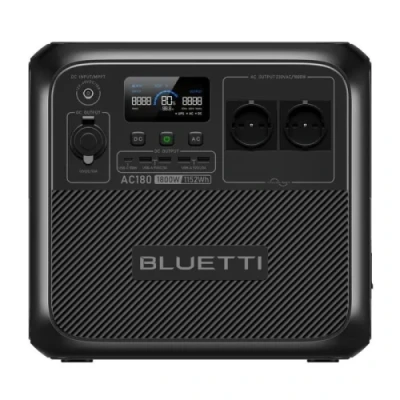 Зарядна станція BLUETTI AC180, Black, 1800 Вт/1152 Вт/год, чиста синусоїда, 1xType-C (100 Вт), 4xUSB (5В, 3А), 2 x бездротова зарядна панель, 2 x розетки змінного струму 230V, батарея LiFePO4