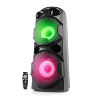 Колонка портативна 1.0 REAL-EL X-780, Black, 2 x 40 Вт, RGB підсвічування, USB, Bluetooth, AUX, Micro SD, TWS, 2хMic, функція караоке, 4000 мАг, час роботи до 8 год (EL121600030)