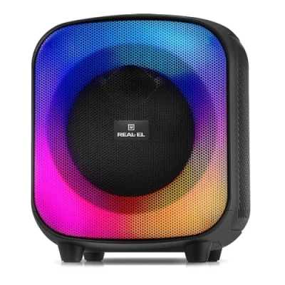 Колонка портативна 1.0 REAL-EL X-760, Black, 65 Вт, RGB підсвічування, USB, Bluetooth, AUX, Micro SD, TWS, 2хMic, функція караоке, 4000 мАг, час роботи до 16 год (EL121600029)