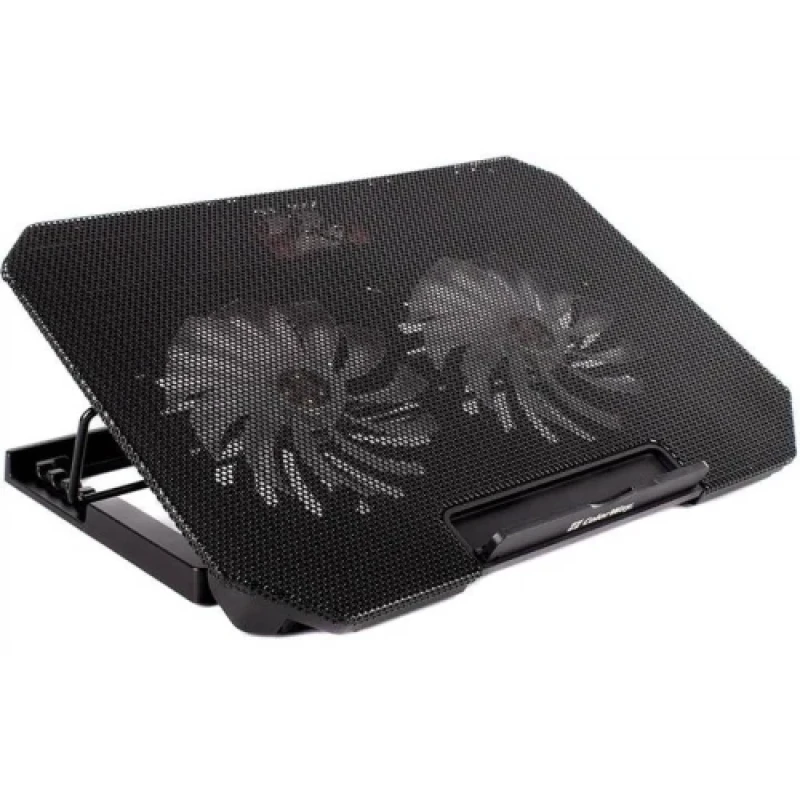 Підставка для ноутбука до 17" ColorWay Q100, Black, 2x12 см вентилятори, регулювання нахилу, синє LED підсвічування, 2xUSB, 390х368х40 мм, 800 г (CW-CLQ100)