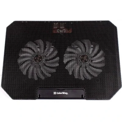Підставка для ноутбука до 17" ColorWay Q100, Black, 2x12 см вентилятори, регулювання нахилу, синє LED підсвічування, 2xUSB, 390х368х40 мм, 800 г (CW-CLQ100) Підставка для ноутбука до 17" ColorWay Q100, Black, 2x12 см вентилятори, регулювання нахилу, синє LED підсвічування, 2xUSB, 390х368х40 мм, 800 г (CW-CLQ100)