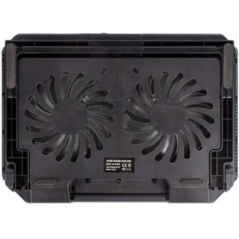 Підставка для ноутбука до 17" ColorWay Q100, Black, 2x12 см вентилятори, регулювання нахилу, синє LED підсвічування, 2xUSB, 390х368х40 мм, 800 г (CW-CLQ100)