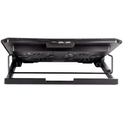 Підставка для ноутбука до 17" ColorWay Q100, Black, 2x12 см вентилятори, регулювання нахилу, синє LED підсвічування, 2xUSB, 390х368х40 мм, 800 г (CW-CLQ100) Підставка для ноутбука до 17" ColorWay Q100, Black, 2x12 см вентилятори, регулювання нахилу, синє LED підсвічування, 2xUSB, 390х368х40 мм, 800 г (CW-CLQ100)