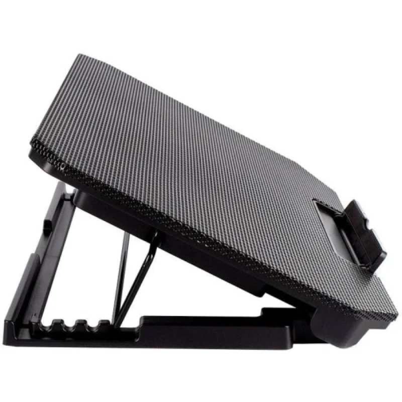 Підставка для ноутбука до 17" ColorWay Q100, Black, 2x12 см вентилятори, регулювання нахилу, синє LED підсвічування, 2xUSB, 390х368х40 мм, 800 г (CW-CLQ100)