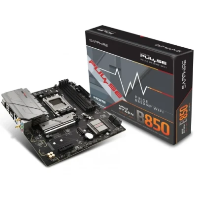 Материнська плата AM5 Sapphire PULSE B850M WIFI, B850, 4xDDR5, Int.Video (CPU), 4xSATA3, 2xM.2, 1xPCI-E 4.0 x16, 1xPCI-E 4.0 x4, ALC897, RTL8125BG, WiFi 6, Bluetooth 5.3, 4xUSB 3.2 / 10xUSB 2.0, HDMI/DP, MicroATX (52123-04-40G)
