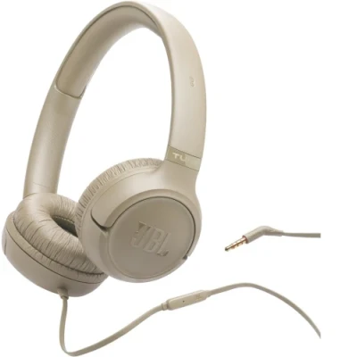 Навушники JBL Tune 530, Beige, 3.5 мм, мікрофон, однокнопковий пульт керування, технологія "Pure Bass", складний дизайн, підтримка Siri та Google Now (JBLT530BEG)