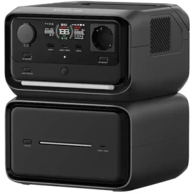 Зарядна станція EcoFlow RIVER 3 MAX Plus Wireless, Black, 600 Вт (1200 Вт) / 858 Вт/год, 3хAC 230 В, 2хUSB-A (5 В/2.4 А), 2хUSB-C (100Вт/140Вт), 1хDC (12.6В/10А, 126 Вт), LiFePO4, IP20