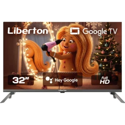 Телевізор 32" Liberton LTV-32H07GT, Black, LED, 1366x768, 60 Гц, 3000:1, Google TV, DVB-T2/T/C, LAN, Wi-Fi, 2xHDMI, 2хUSB, 12 Вт, VESA 200x200