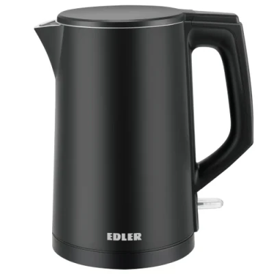 Електрочайник Edler EK6485SL, Carbon Black, 1500W, 1.8 л, дисковий, двошаровий корпус, захист від перегріву, захист від кипіння без води