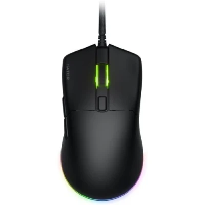 Миша Hator Pulsar 3 Pro, Black, USB, оптична (сенсор PixArt PMW 3395), до 26000 dpi, 50G, RGB підсвічування, перемикачі Hator Optical Yellow 100M / Kailh 3M, 1.8 м (HTM620)