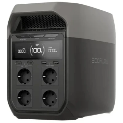 Зарядна станція EcoFlow DELTA 3, Black/Grey, 1800 Вт / 1024 Вт/ч, 2xType-C (100 Вт), 2xUSB (18 Вт), 2xDC, 4x220V, чиста синусоїда, LiFePO4, WiFi / Bluetooth (EFDELTA3-EU)
