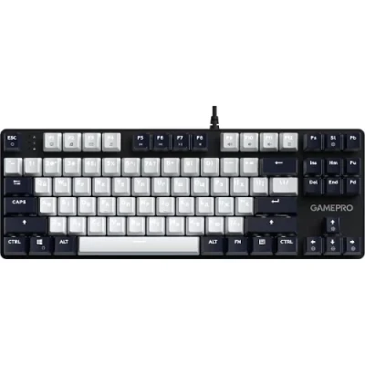 Клавіатура GamePro Genesis Metallic, Black/Grey, USB, механічна (перемикачі Outemu RED), біле LED підсвічування, 87 кнопок (87%), 1.75 м, UA/EN (MK110B)
