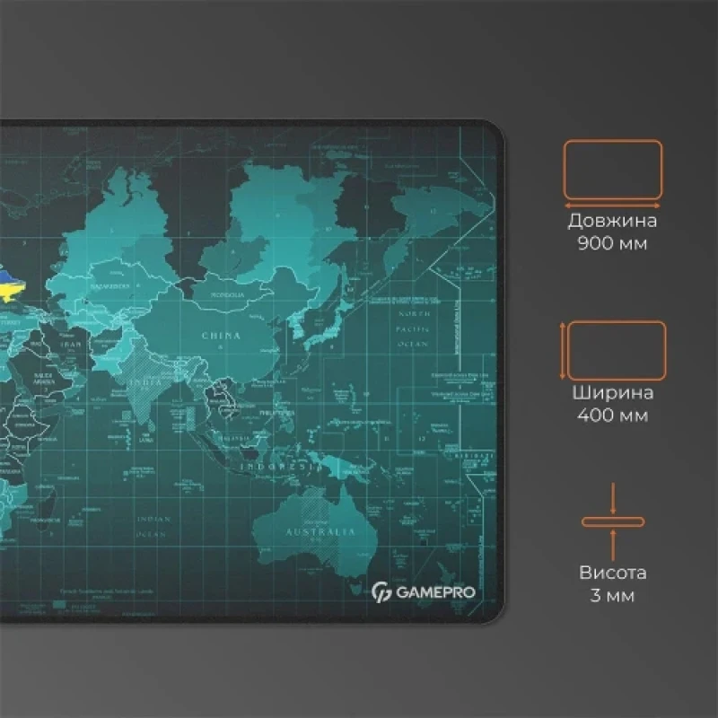 Килимок GamePro MP275M "World Map", 900 x 400 x 3 мм, мультипандекс / гума, поверхня "Speed / Control"