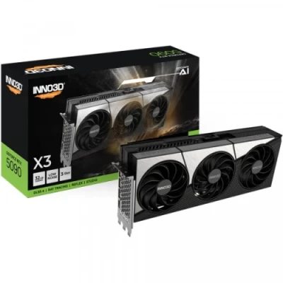 Відеокарта GeForce RTX 5090, Inno3D, X3, 32Gb GDDR7, 512-bit, HDMI/3xDP, 2407/28000 MHz, 16-pin (N50903-32D7-17593928)