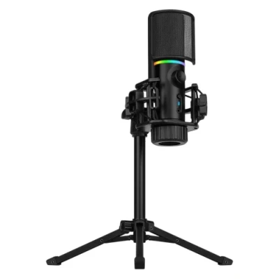 Мікрофон Streamplify MIC-48-RGB-TP, Black, USB, 16-bit / 48 кГц, шумозаглушення, RGB підсвічування, кардіоїдна діаграма, поп-фільтр, штатив та амортизаційна вставка, 1.8 м  (SPMC-MZ1C127.11)