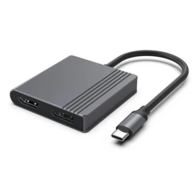 Хаб USB Gembird A-CM-HDMIFDPF-01, Black, Type-C 3.2 - HDMI 4K 60Гц / DP 4K 60Гц, кабель 18 см, алюмінієвий корпус