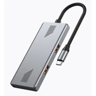 Хаб USB Gembird UHB-CM-U310-A2C2-01, Grey, Type-C 3.2 - 2xType-C 3.2 / 2xUSB 3.2, кабель 18 см, алюмінієвий корпус