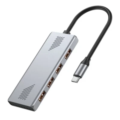 Хаб USB Gembird UHB-CM-U310-A4-01, Grey, Type-C 3.2 - 4xUSB 3.2, кабель 18 см, алюмінієвий корпус