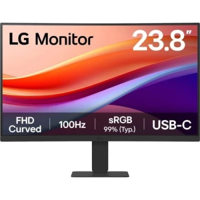 Монітор вигнутий 23.8" LG 24U421A-B, Black, VA, 1920x1080 (16:9), 5 мс, 100 Гц, 250 кд/м², 3000:1, 178°/178°, 1500R, HDMI, USB Type-C, Vesa 100x100