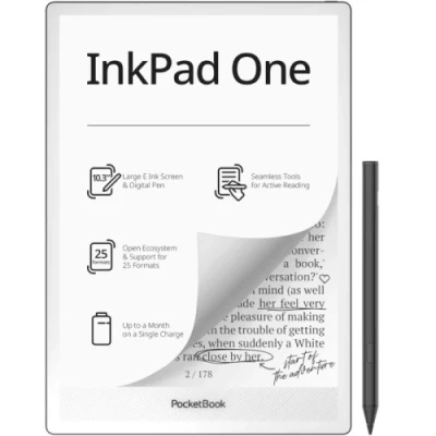 Електронна книга 10.3" PocketBook InkPad One, Black, WiFi, 1872x1404 (E Ink Mobius), 2Gb / 32Gb, сенсорний екран, 16 градацій сірого, 226 PPI, підсвічування екрану, Bluetooth, 3700 mAh, Type-C, стилус Stylus 2 (PB1030-8-WW)