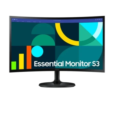 Монітор вигнутий 24" Samsung S24D360G, Black, VA, 1920x1080 (16:9), 100 Гц, 4 мс, 250 кд/м², 3000:1, 1800R, 178°/178°, HDMI/VGA, Vesa 75x75 (LS24D360GAIXUA)