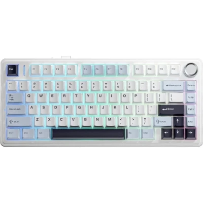 Клавіатура Aula F75 Wired Gasket, White, USB, механічна (перемикачі Kailh Pink), RGB підсвічування, 80 клавіш (75%), EN/UA (6978080504883)