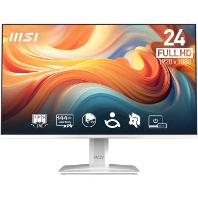 Монітор 23.8" MSI PRO MP243W E14, White, IPS, 1920x1080 (16:9), 5 мс, 144 Гц, 300 кд/м², 1500:1, 178°/178°, HDMI/DP, VESA 100x100, Adaptive Sync