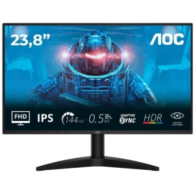 Монітор 23.8" AOC 24B36X, Black, IPS, 1920x1080 (16:9), 0.5 мс, 144 Гц, 300 кд/м², 1500:1, 178°/178°, HDMI/DP, VESA 100x100, Adaptive Sync