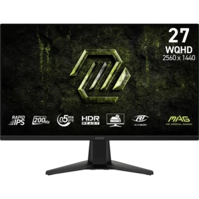 Монітор 27" MSI MAG 275QF E20, Black, Rapid IPS, 2560x1440 (16:9), 0.5 мс, 200 Гц, 300 кд/м², 1200:1, 178°/178°, 2хHDMI/DP, VESA 100x100, AMD FreeSync Premium, Nvidia G-SYNC