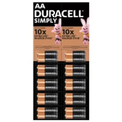 Батарейка AA (LR6), лужна, Duracell Simply, 2x10 шт, 1.5V, (5014588/5010608/5014439)