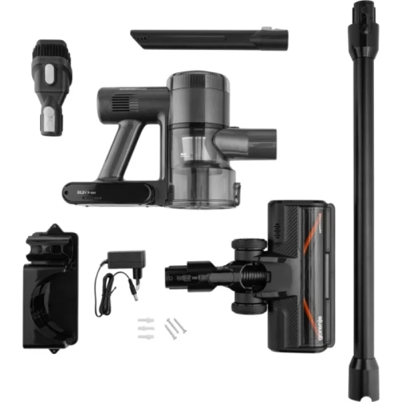 Пилосос Gorenje SVC222480AA, Black, 250W, всмоктування 70W, бездротовий, контейнер, сухе прибирання, об'єм пилозбірника 0.7 л, підсвічування, індикатор (SVC222480AA)