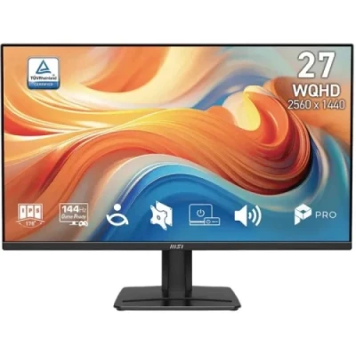 Монитор 27" MSI PRO MP275Q E14, Black, IPS, 2560x1440 (16:9), 1 мс, 144 Гц, 300 кд/м², 1500:1, 178°/178°, 2xHDMI/DP, 2x2 Вт, VESA 100x100, AMD FreeSync