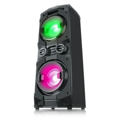 Колонка портативна 2.0 REAL-EL S-2005, Black, 2x250 Вт, USB, Bluetooth, AUX, Mic-In, FM, RGB підсвічування, пульт ДК, радіус дії 10 м (EL121600033)