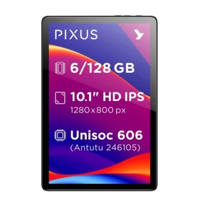 Планшет 10.1" Pixus Line NEW LTE, Grafite, 1280x800, IPS, Unisoc Tiger T7250  8x1.6GHz, RAM 6Gb, ROM 128Gb, GPS, A-GPS, LTE, Wi-Fi, BT, 2 Cam (13Mp + 5Mp), 6600 mAh, Android 16